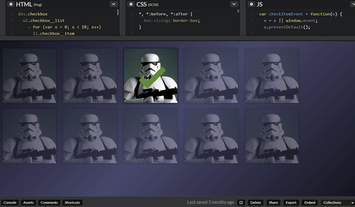 Screenshot of Stormtrooper profile pics, one with a tick across